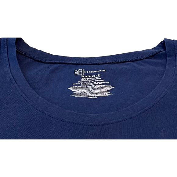 NO BOUNDARIES CAP SLEEVE ROUND NECK T-SHIRT, JRS/WOMENS, XL (15-17), NAVY BLUE - Picture 2 of 8
